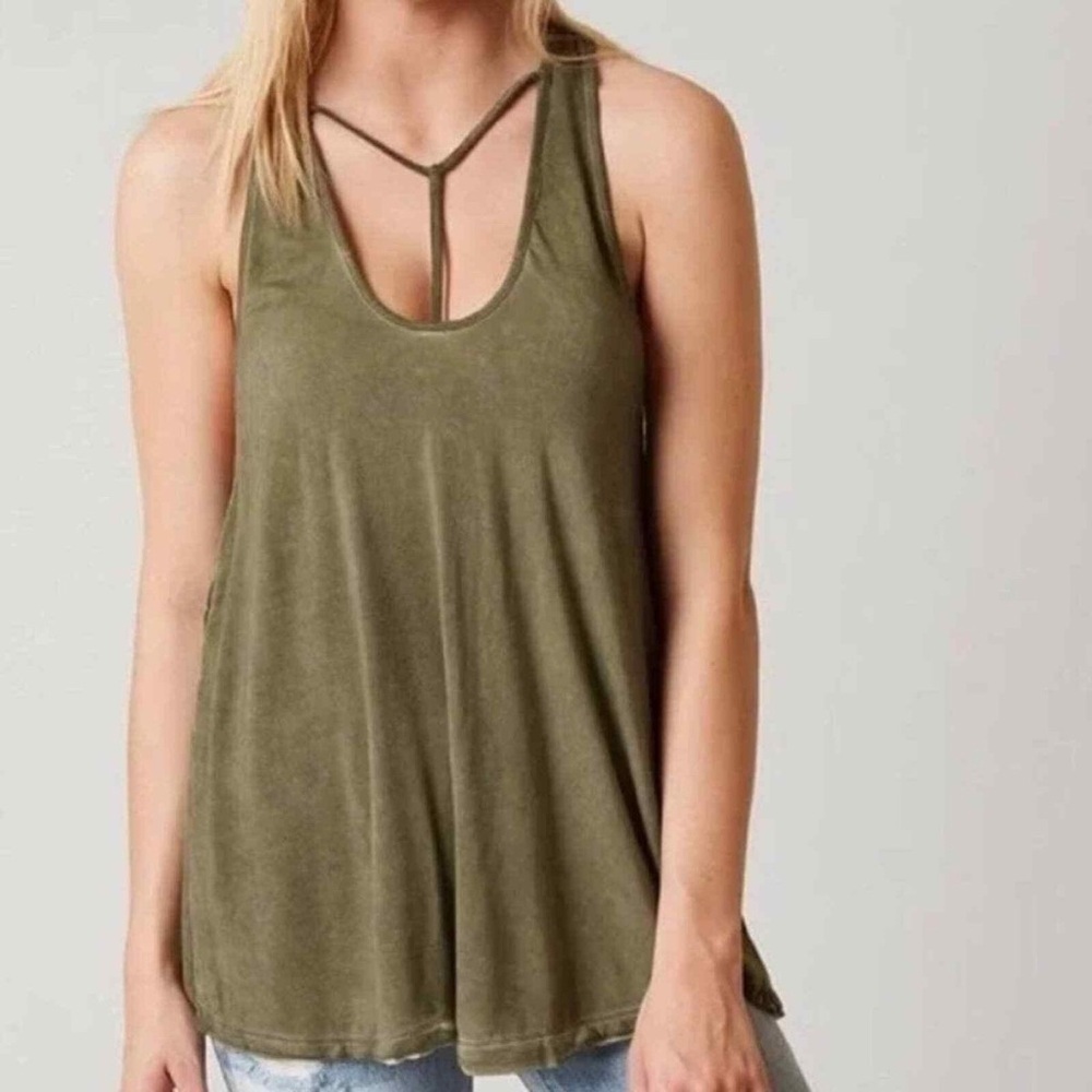 Free People We The Free green strappy loose flowy rayon blend tank top Women’s M